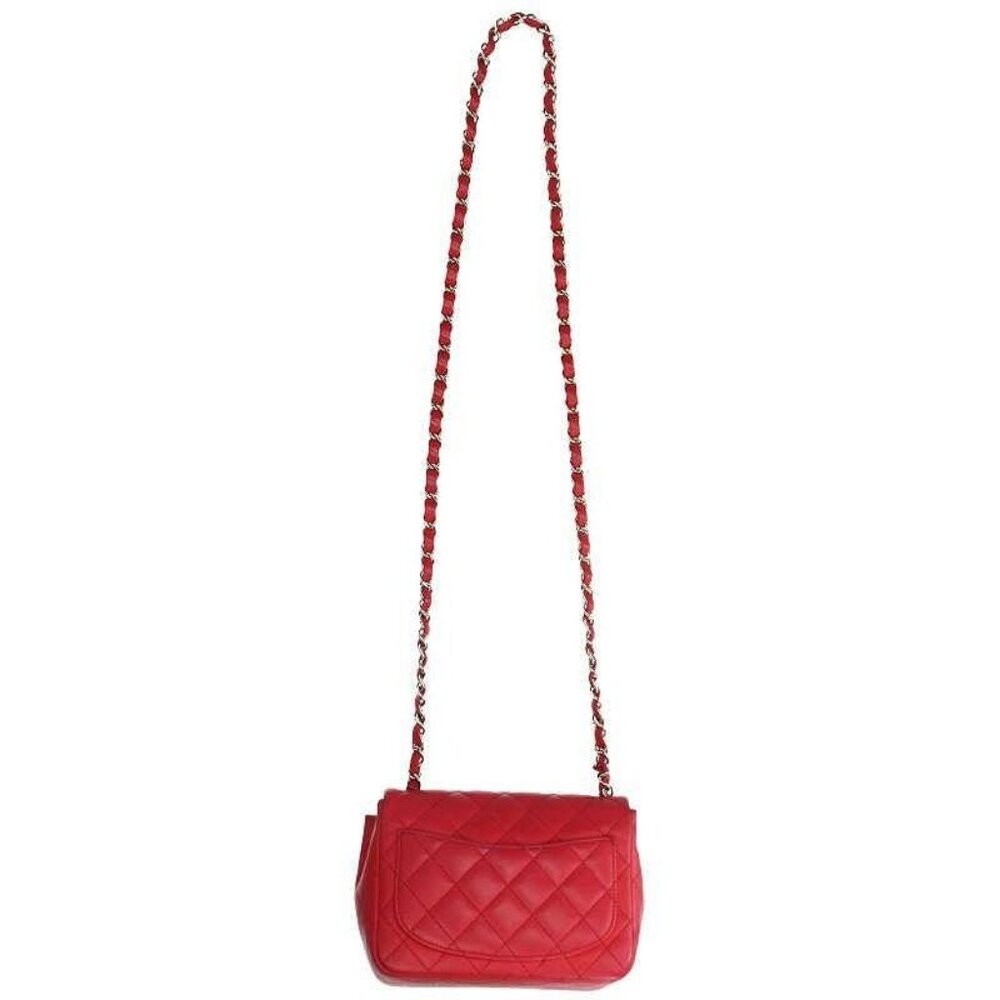 Authentic CHANEL CC Lambskin Quilted Mini Square Flap Pink Lambskin Matelasse - Picture 4 of 8
